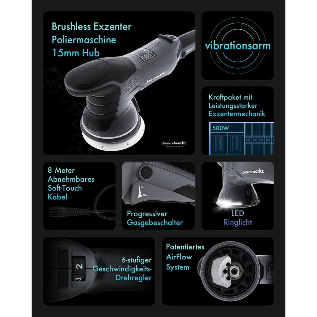 chemicalworkz DA15 Pro Brushless Exzenter Poliermaschine